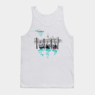 Gondolas in Venice lagoon, Italia Tank Top